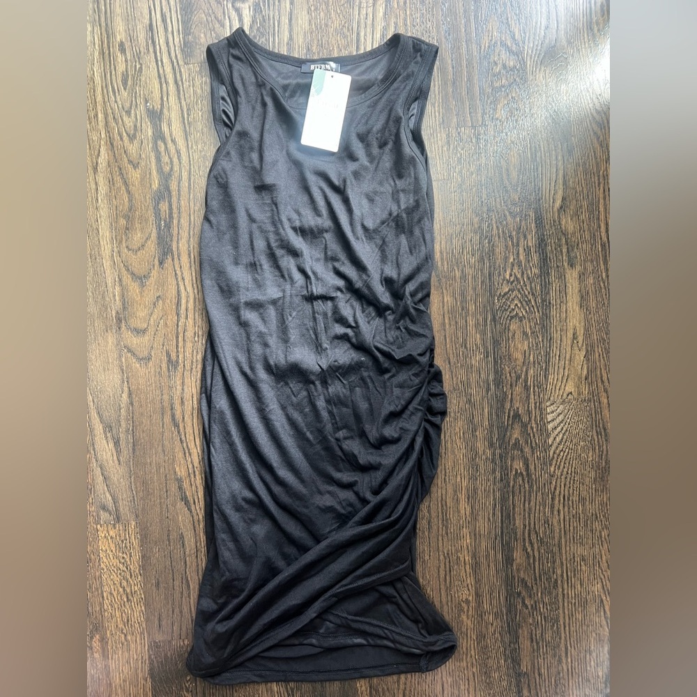 NWT NEW Women’s Black Sleeveless Tank Dress with Side Ruching - size small